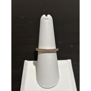 Designer COACH Gold Tone Signed Pink Rhinestone Band Ring Size 7